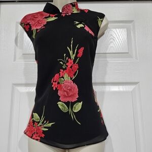 Floral Black and Pink Women's Top